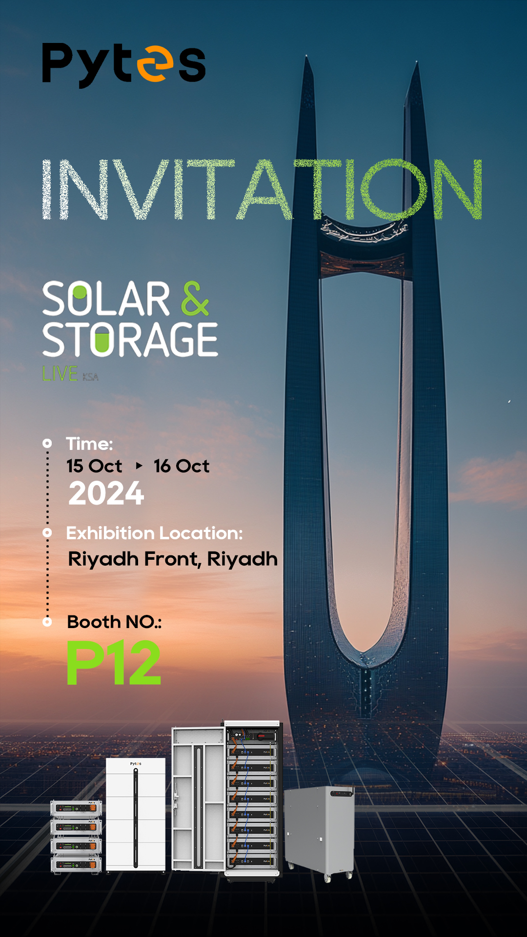 Pytes auf der Solar & Storage Live KSA 2024: ENTFALTEN SIE INNOVATIONEN: BESUCHEN SIE UNS AM STAND P12!